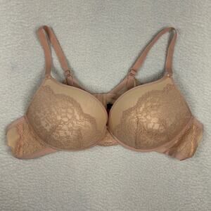 Torrid Size 50B XO Plunge Push-Up Bra Uplift Underwire Lace Romantic Mauve Pink